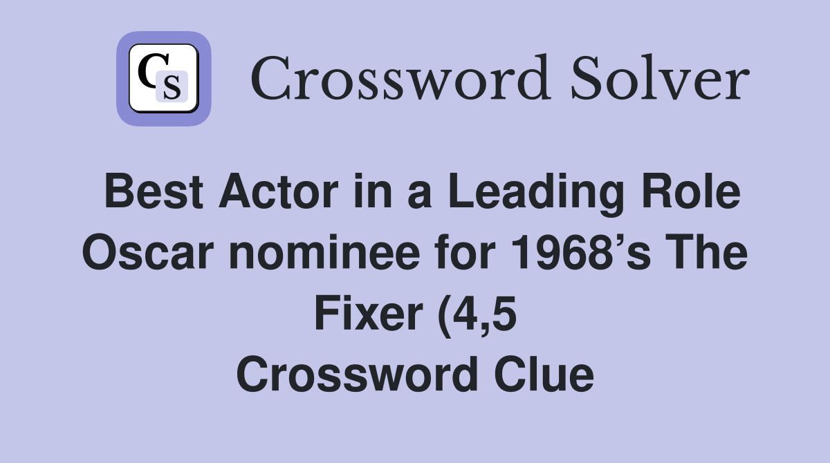 Best Actor in a Leading Role Oscar nominee for 1968’s The Fixer (4,5